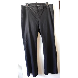 Vintage 90s Theory Pants Womens 12 Black Wide Leg Cotton Nylon Stretch Pinstripe